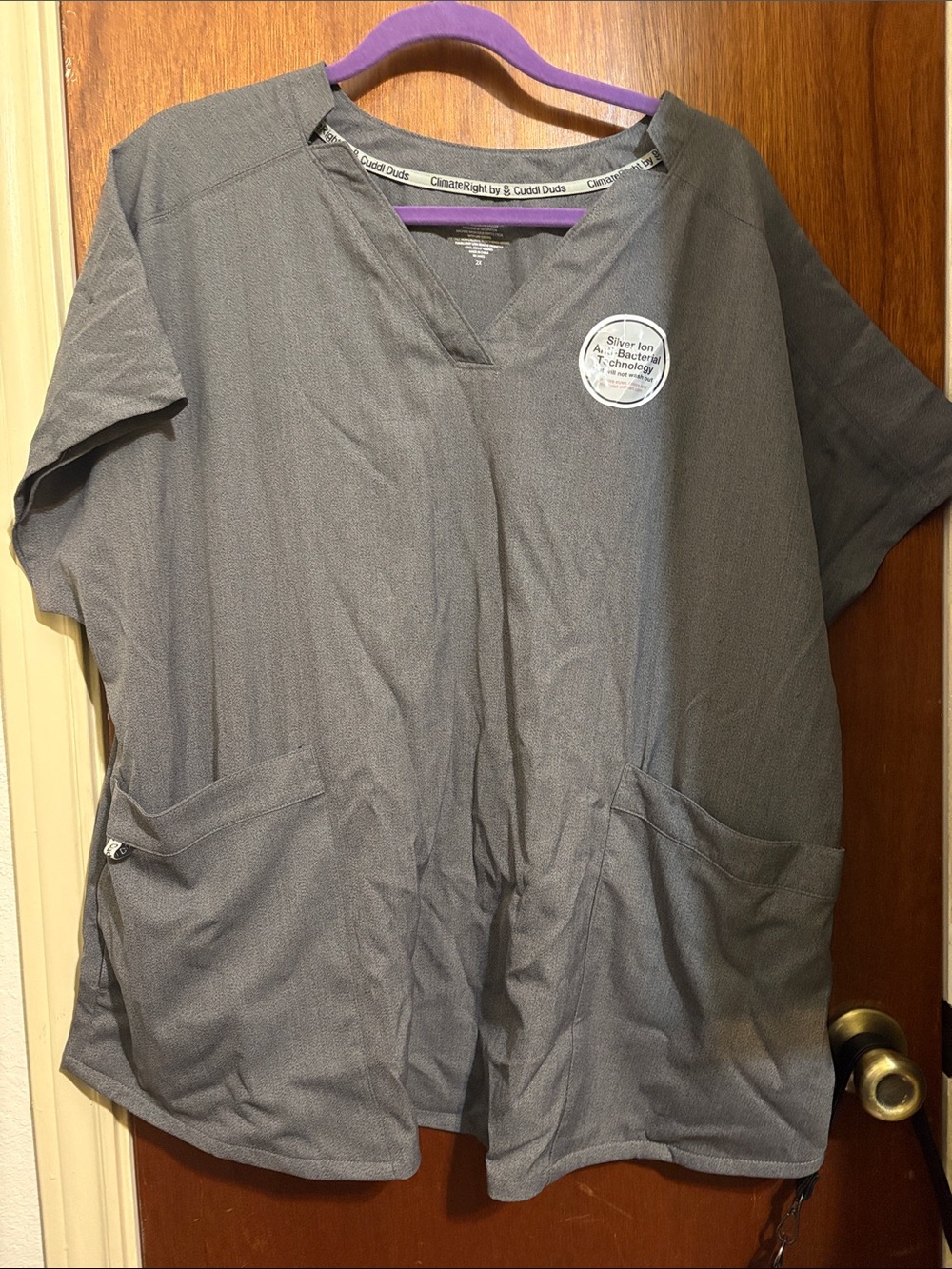 Grey Medical Scrub Top